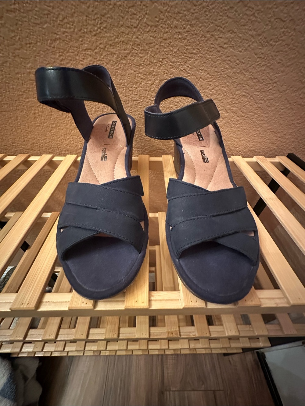Comfortiva Navy Blue Crisscross Ankle-Strap Sandals